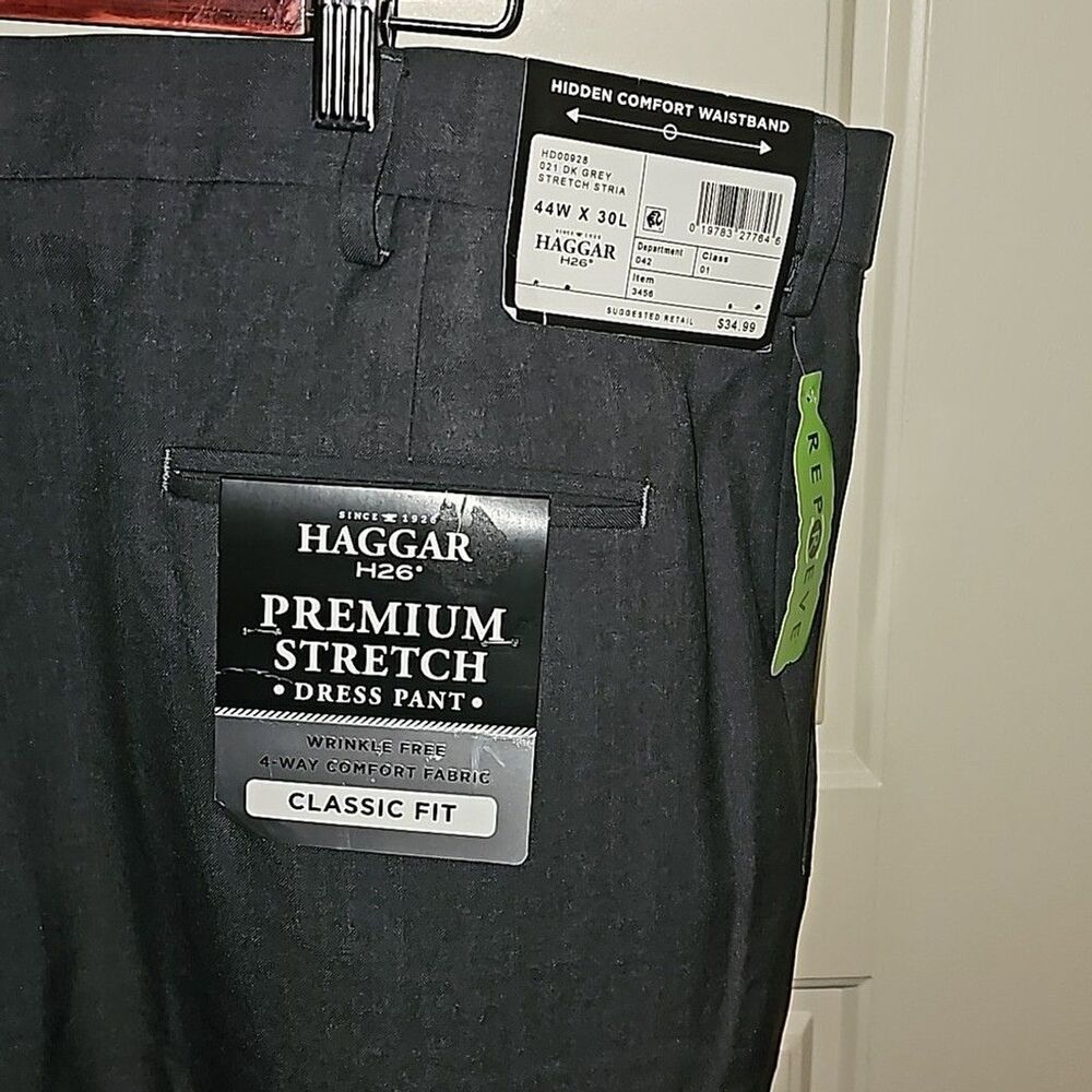 HAGGAR MEN'S CLASSIC FIT DRESS SLACKS SIZE 44W X 30L - Picture 3 of 8